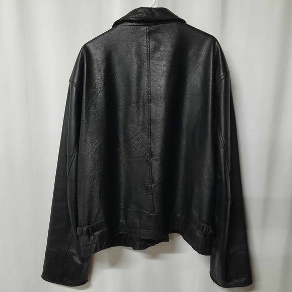 ‼️SOLD‼️ Vintage 1996 Camel Black Leather Jacket Size XL 90s Tobacco Motorcycle - Picture 2 of 14